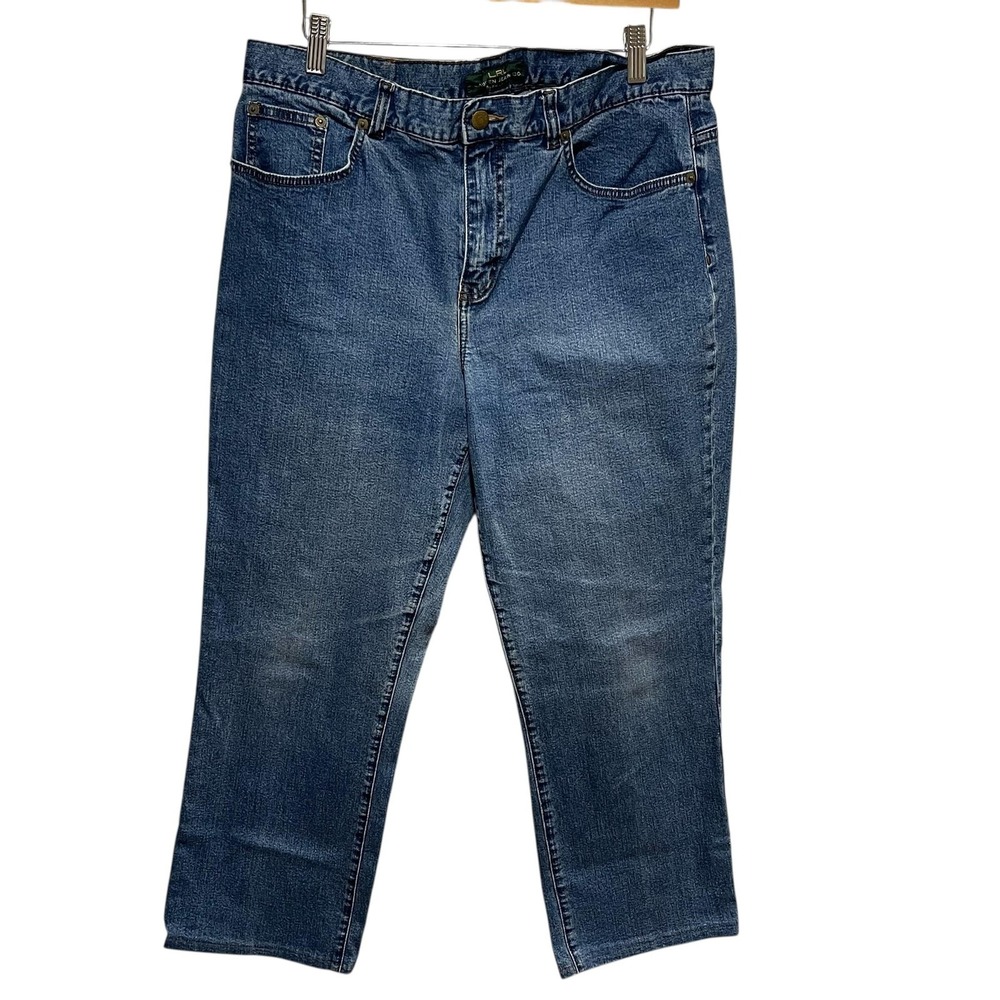 Lauren Ralph Lauren Jeans Womens 14 Straight Leg Stretch Denim LRL Embroidered